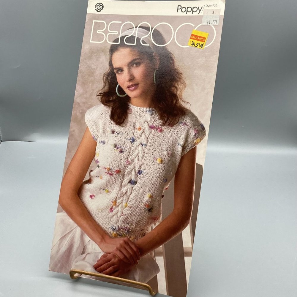 Vintage Berroco Poppy Style 739 1987 Braided Cable Knit Vest Pattern by Lauri